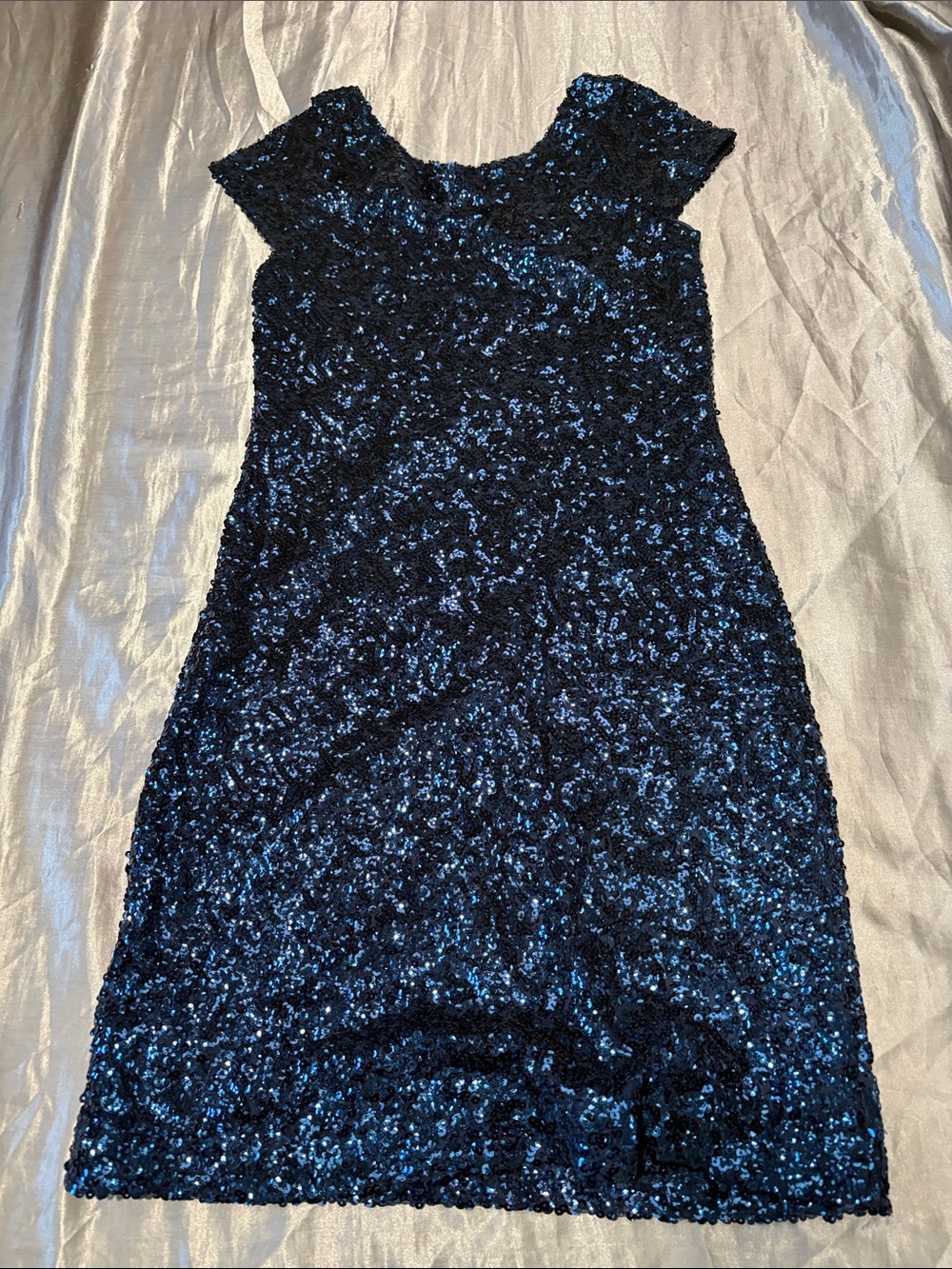 Speechless Dark Navy Sequin Cap-Sleeve Mini Dress